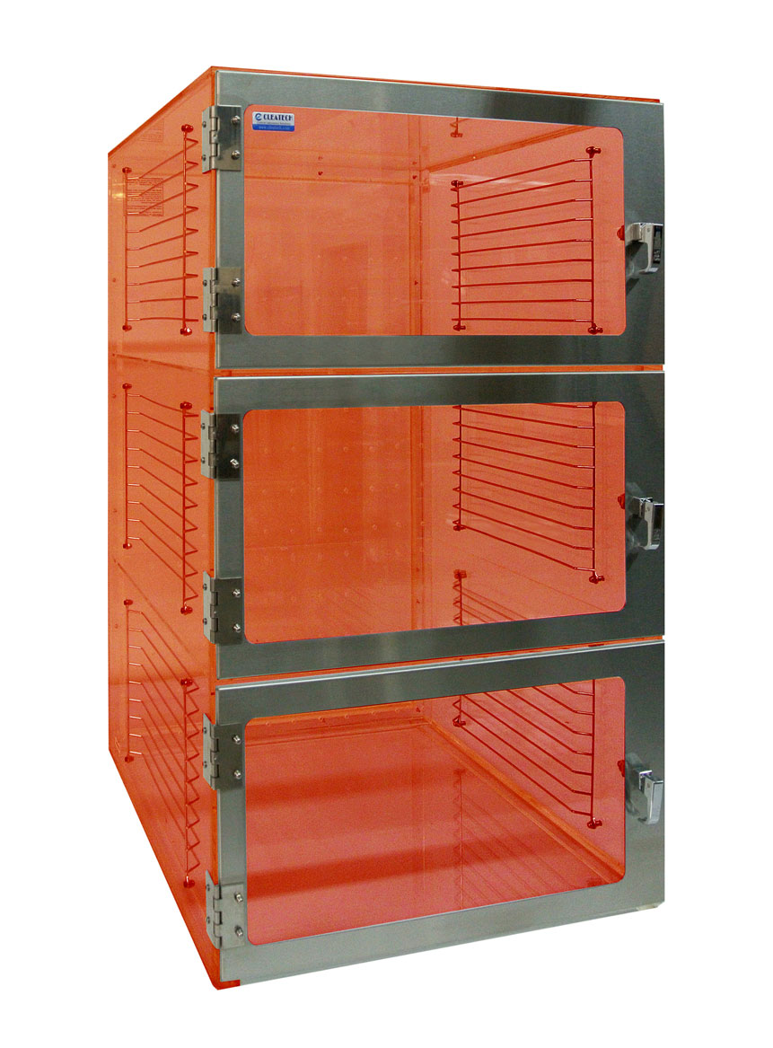 1500 Three Door Desiccator Amber Acrylic